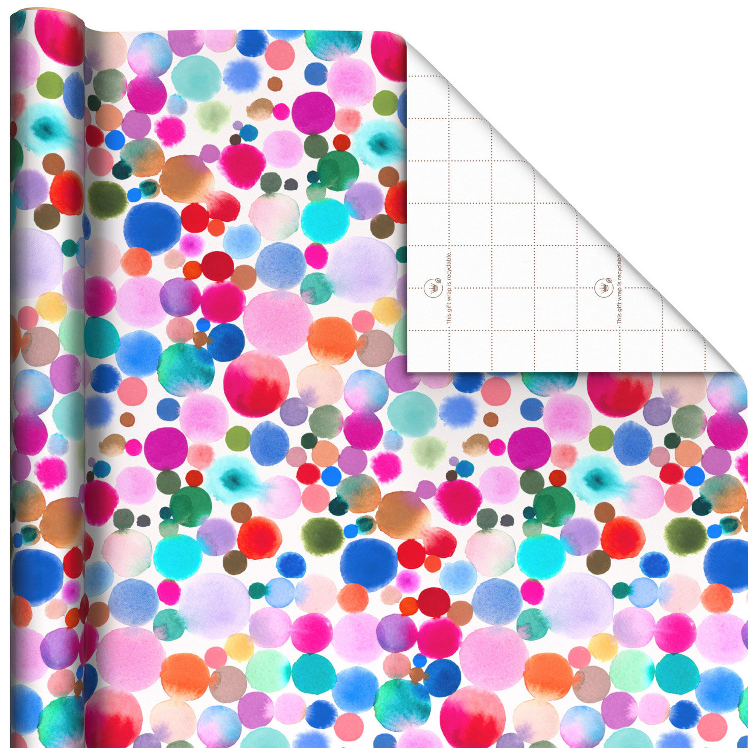 Watercolor Dots Wrapping Paper Roll, 20 sq. ft.
