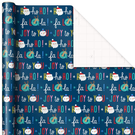 Fa La La Festive Messages Christmas Wrapping Paper, 45 sq. ft., , large