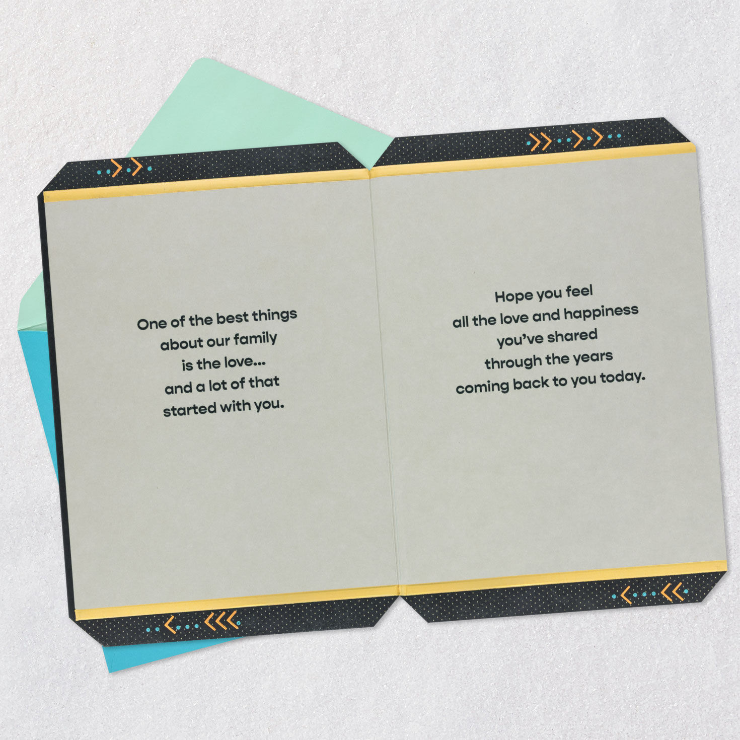 Bronze and Blue Cake Grandpa Birthday Card Open card with envelope image number 4