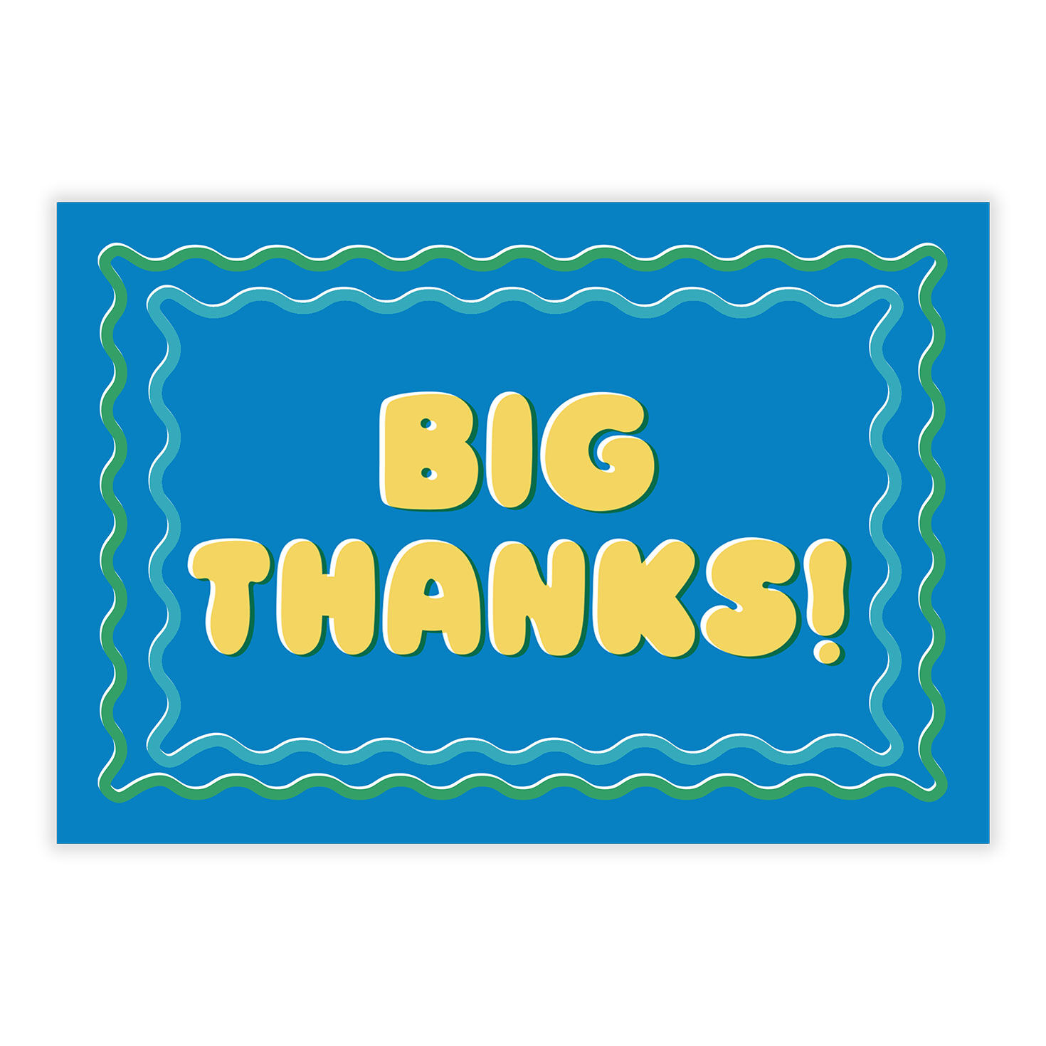 Bubble Letters Wavy Border Thank You Card front image number 2