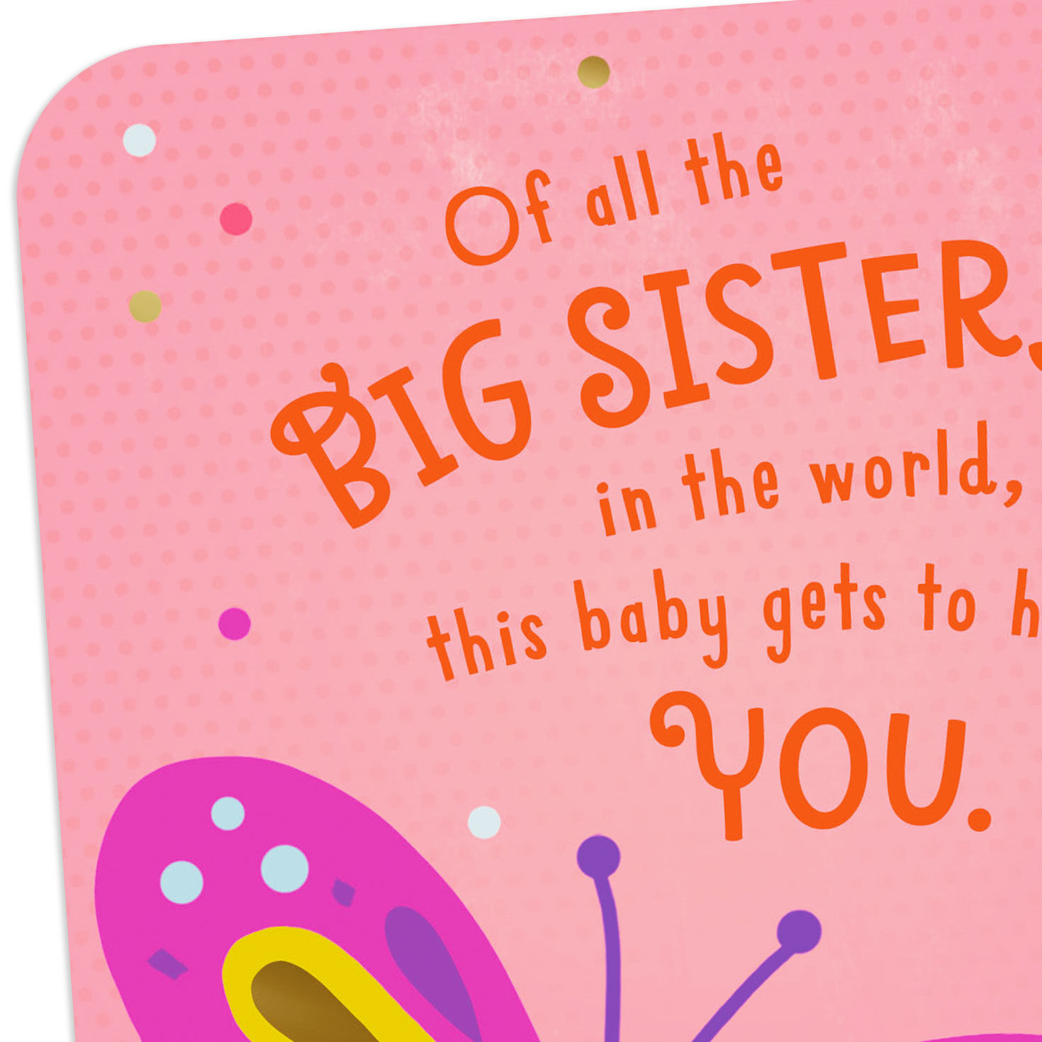 Colorful Butterflies Big Sister New Baby Card Card Front Detail image number 4