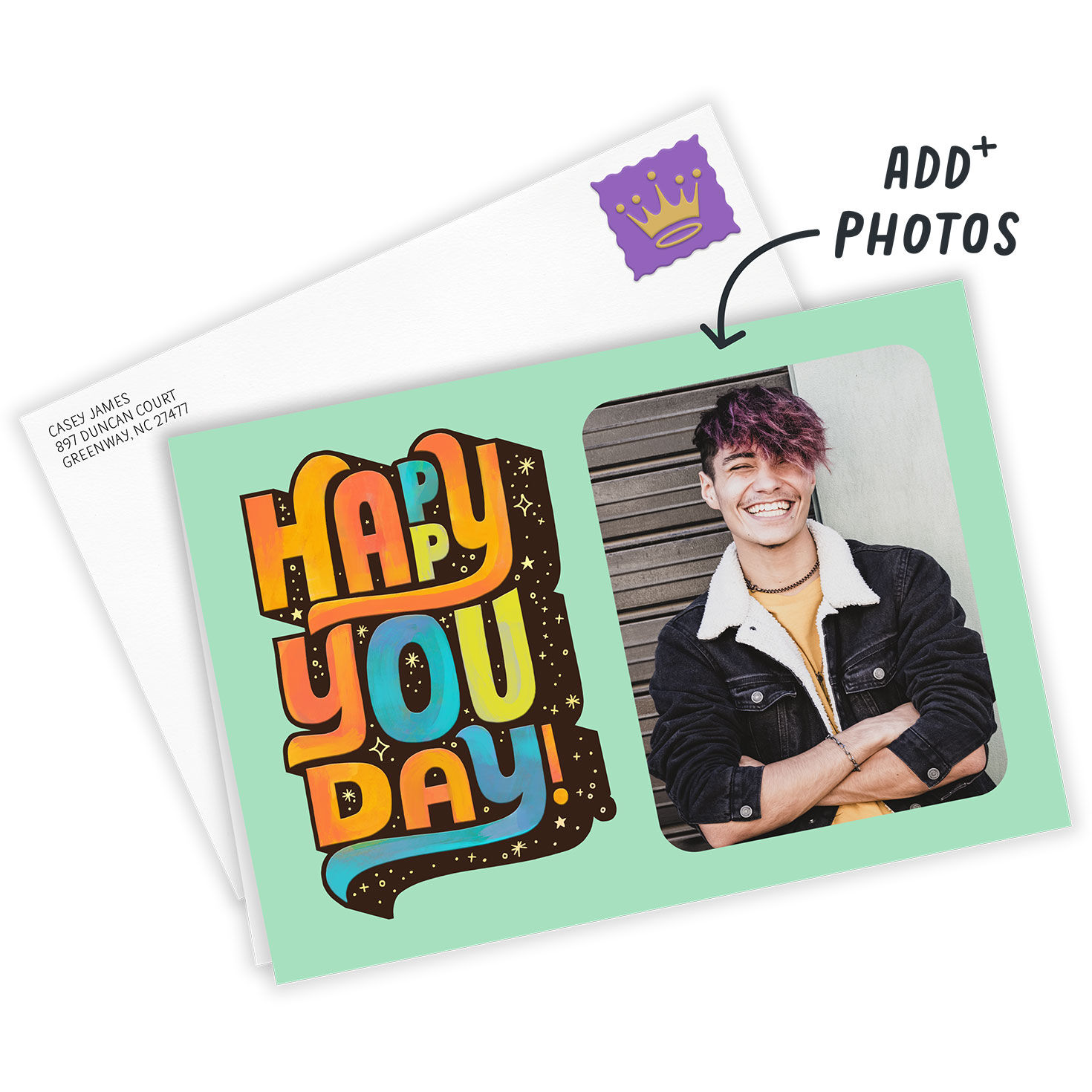 Personalized Happy You Day Fun Lettering Photo Card  image number 2
