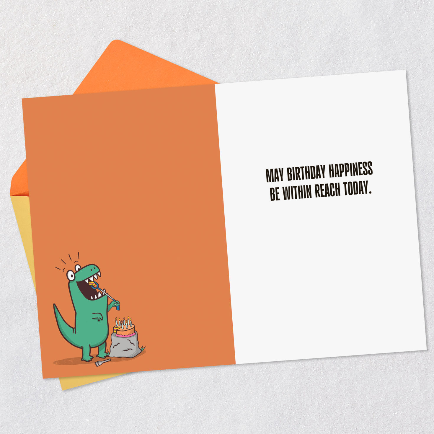 Dinosaur Eating Cake Funny Birthday Card Open Card with Envelope image number 3