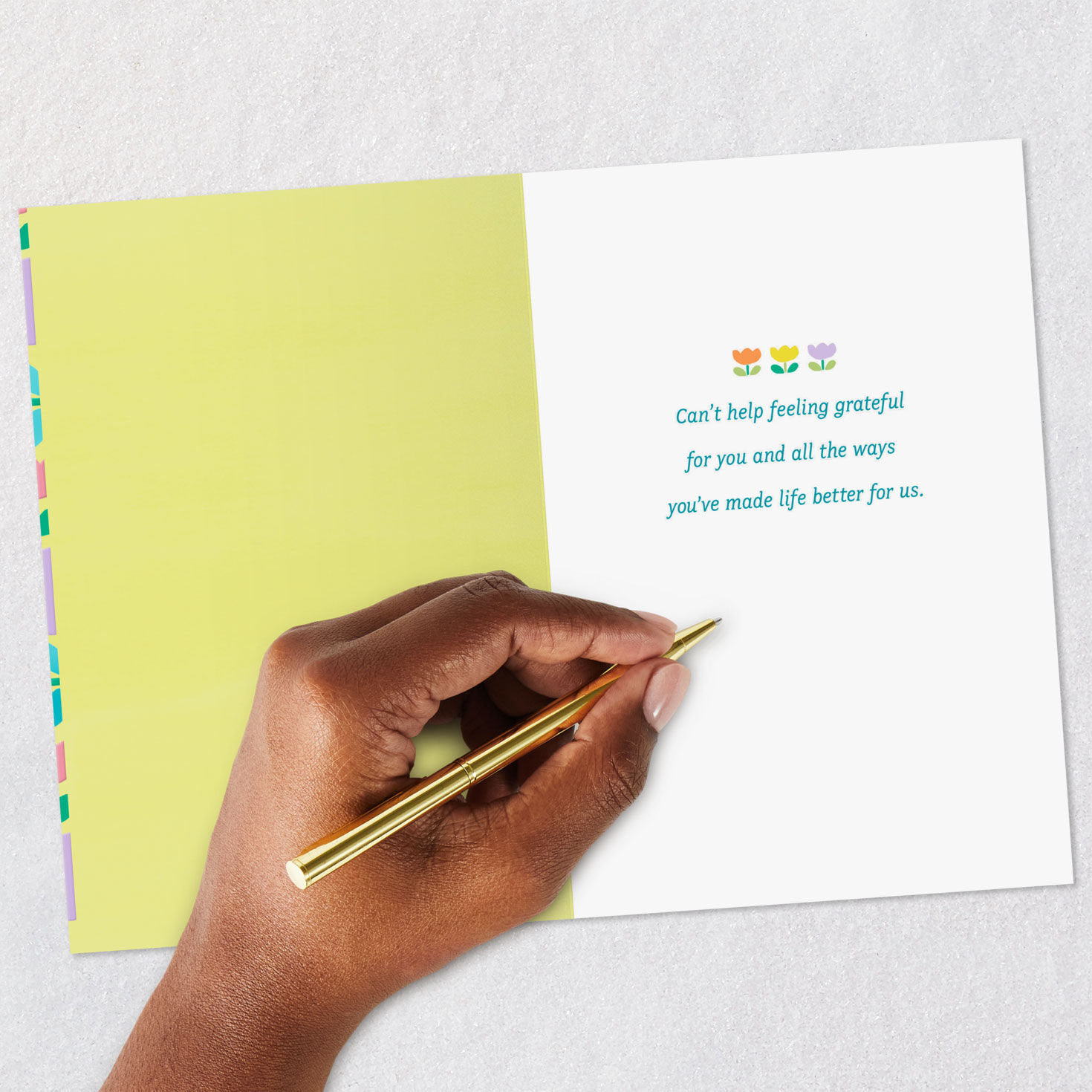 Abstract Tulips on Yellow Easter Card for Parents Signing card image number 6