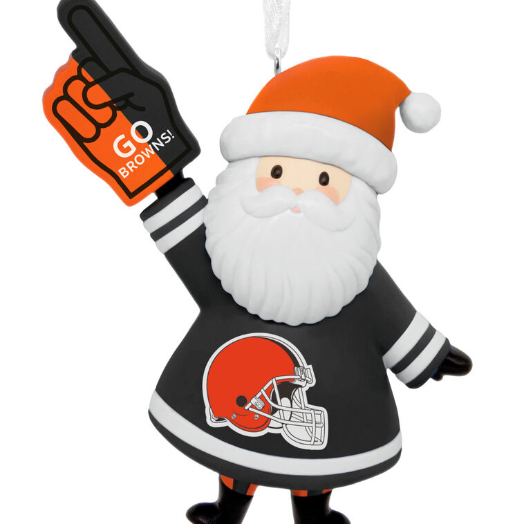 Cleveland Browns Santa Fan Christmas Ornament closeup view image number 5