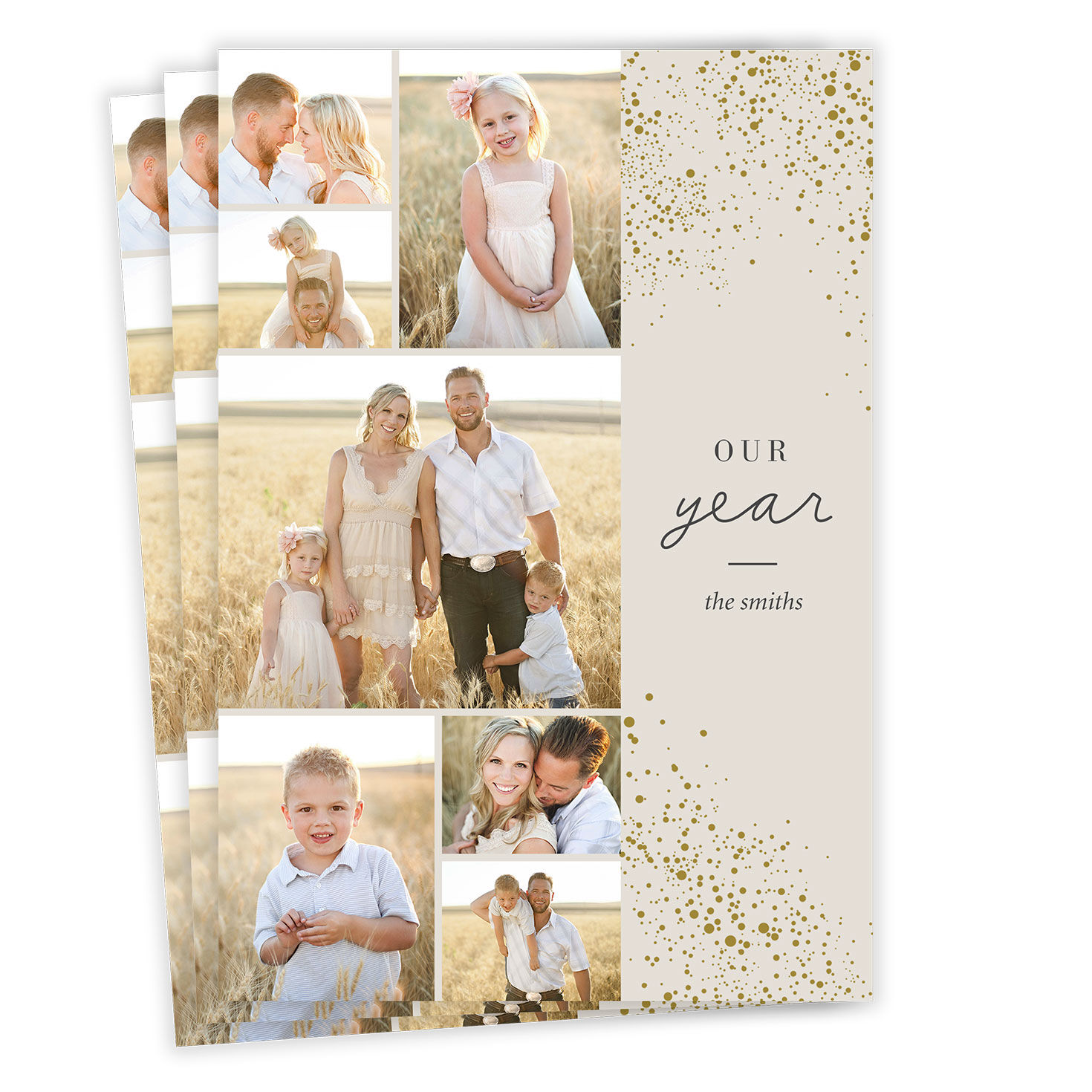 Gold Shimmer Our Year Flat Holiday Photo Card