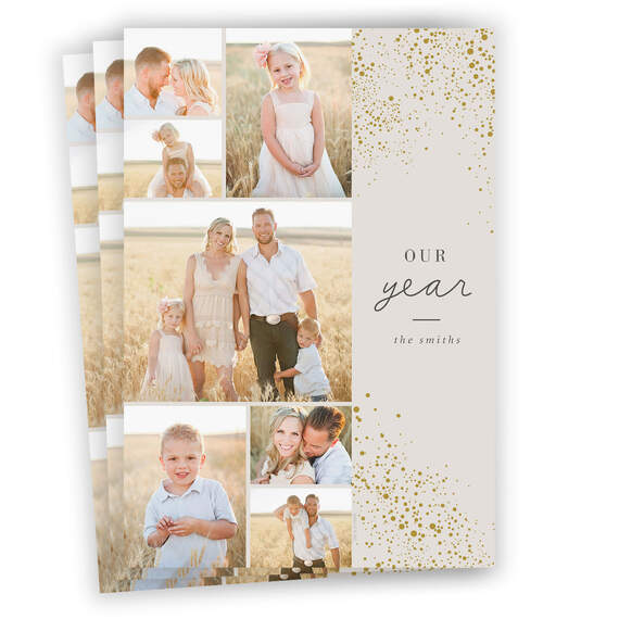 Gold Shimmer Our Year Flat Holiday Photo Card