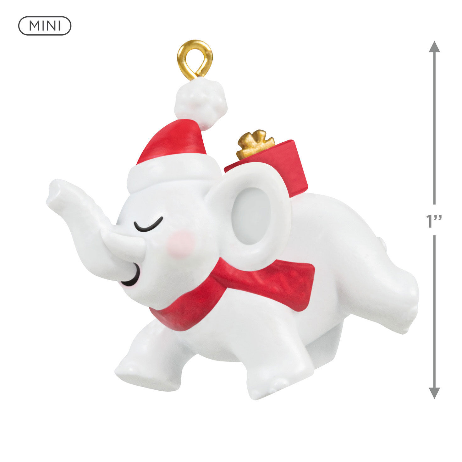 White Elephant in Santa Hat Keepsake Ornament  image number 3