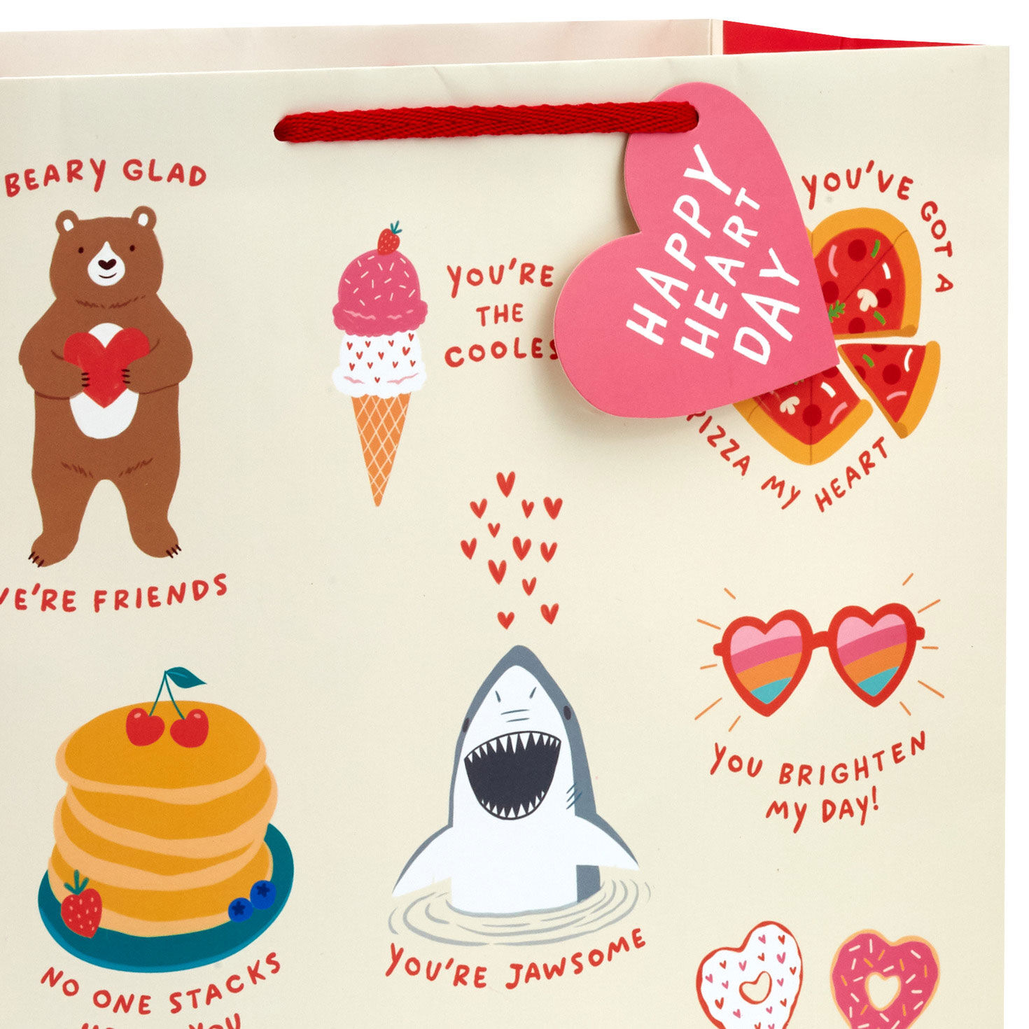 Happy Valentine's Day Puns Large Gift Bag upclose detail image number 4