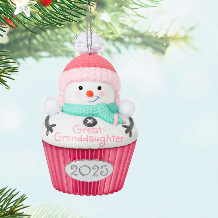Great-Granddaughter Cupcake 2025 Keepsake Ornament Hanging on tree image number 2
