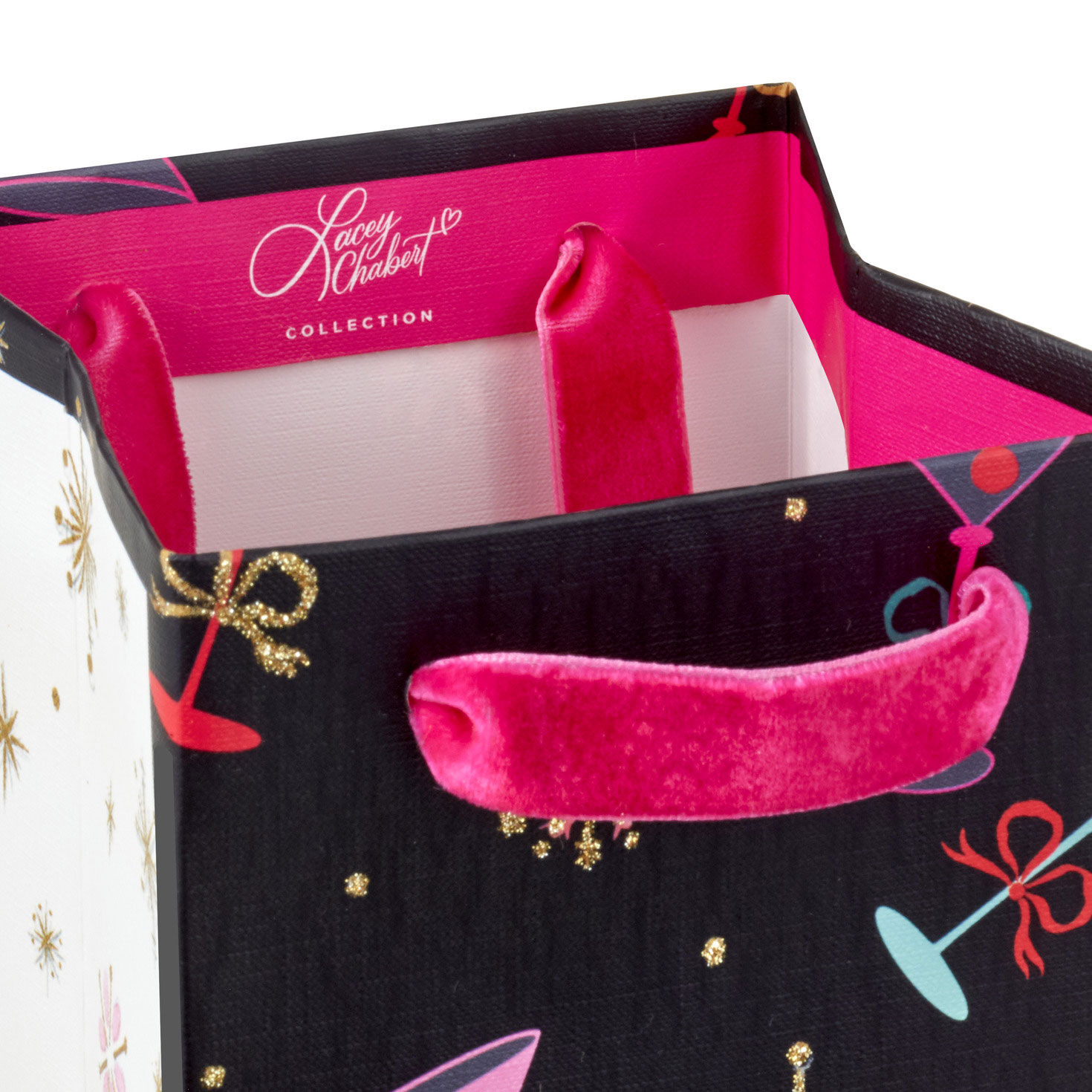Lacey Chabert Tiny Tinis on Black Wine Gift Bag Handle Detail image number 4