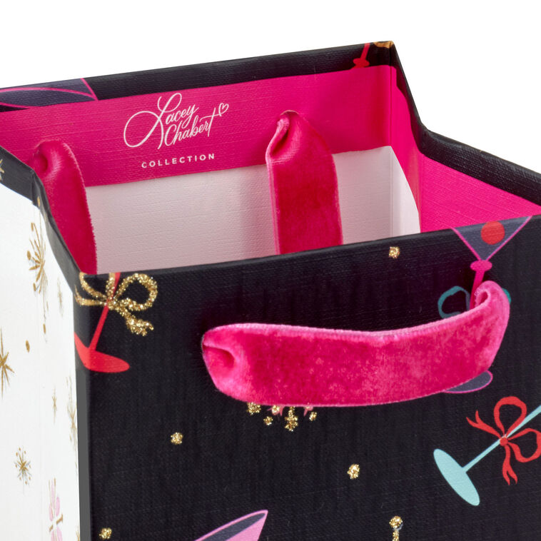 Lacey Chabert Tiny Tinis on Black Wine Gift Bag Handle Detail image number 4
