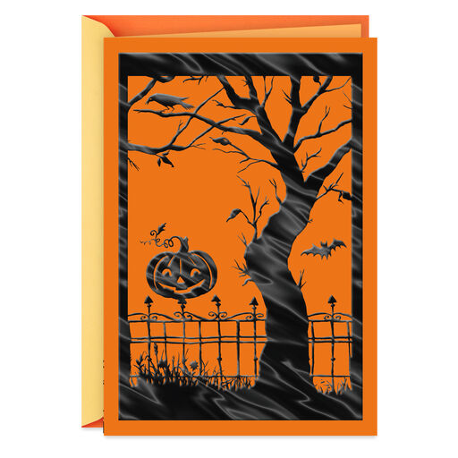 Pumpkin on Fence Happy Halloween Card, 