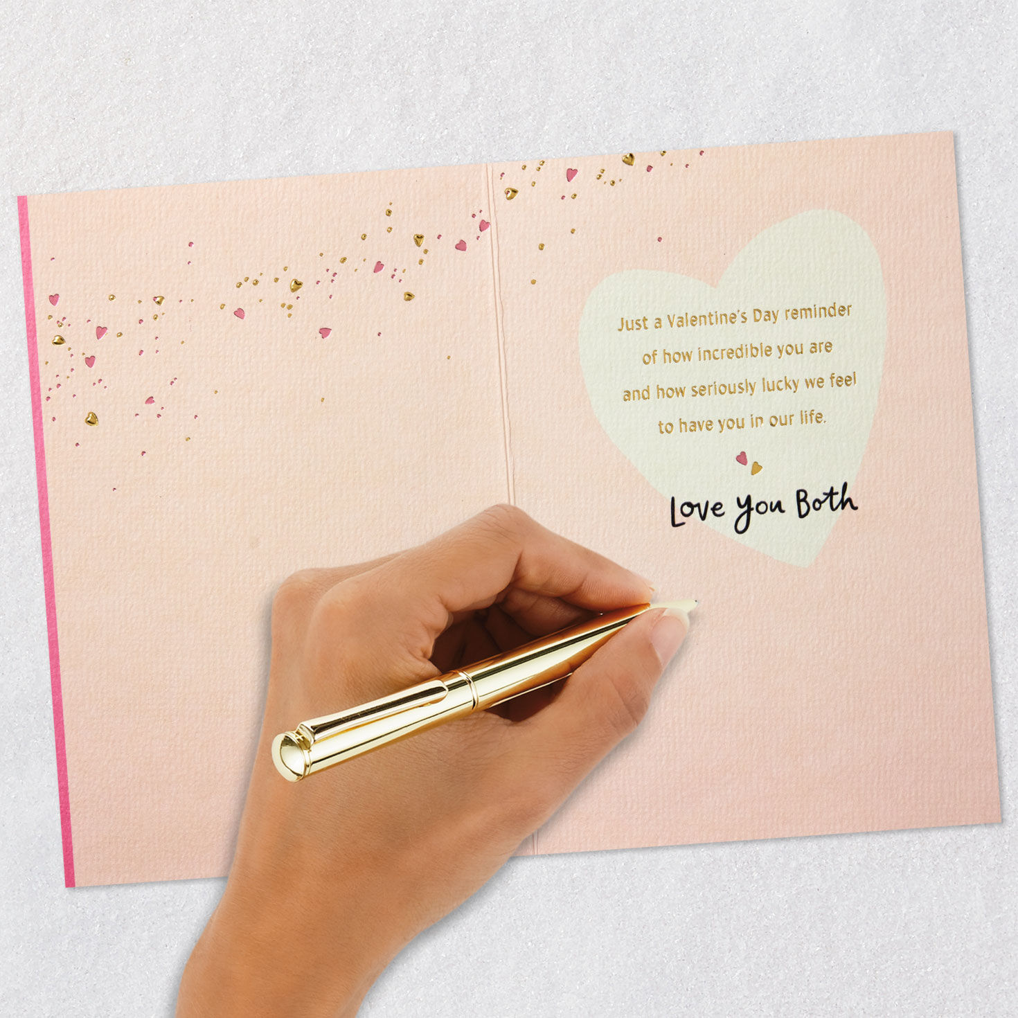 Heart-Shaped Globe Mom and Dad Valentine's Day Card Signing card image number 6