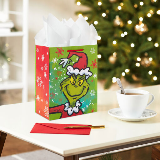 9.6" Dr. Seuss's How the Grinch Stole Christmas!™ Grinch in Santa Suit Medium Gift Bag, 