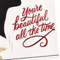 Black Woman Silhouette with Poinsettia Christmas Card for Mom Card Front Detail image number 6