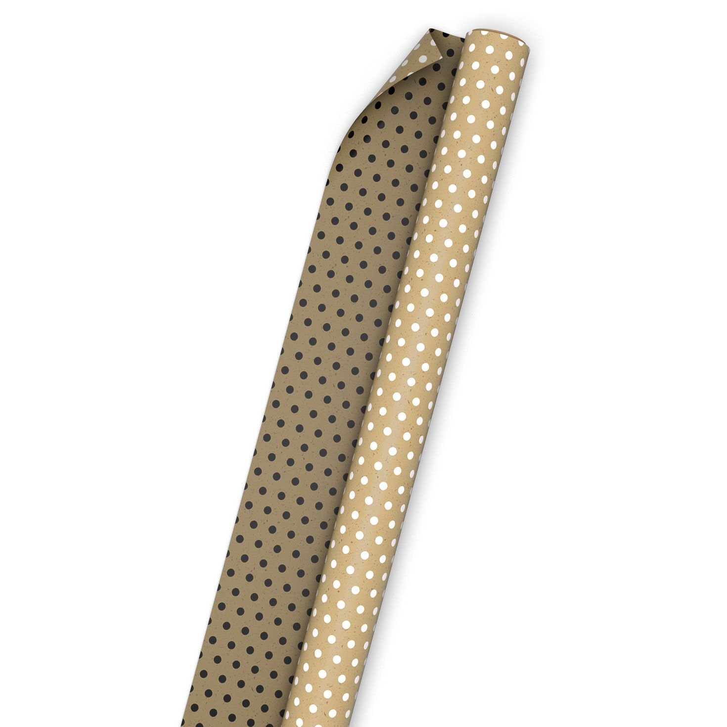 White and Black Dots on Kraft Reversible Wrapping Paper Roll, 17.5 sq. ft.