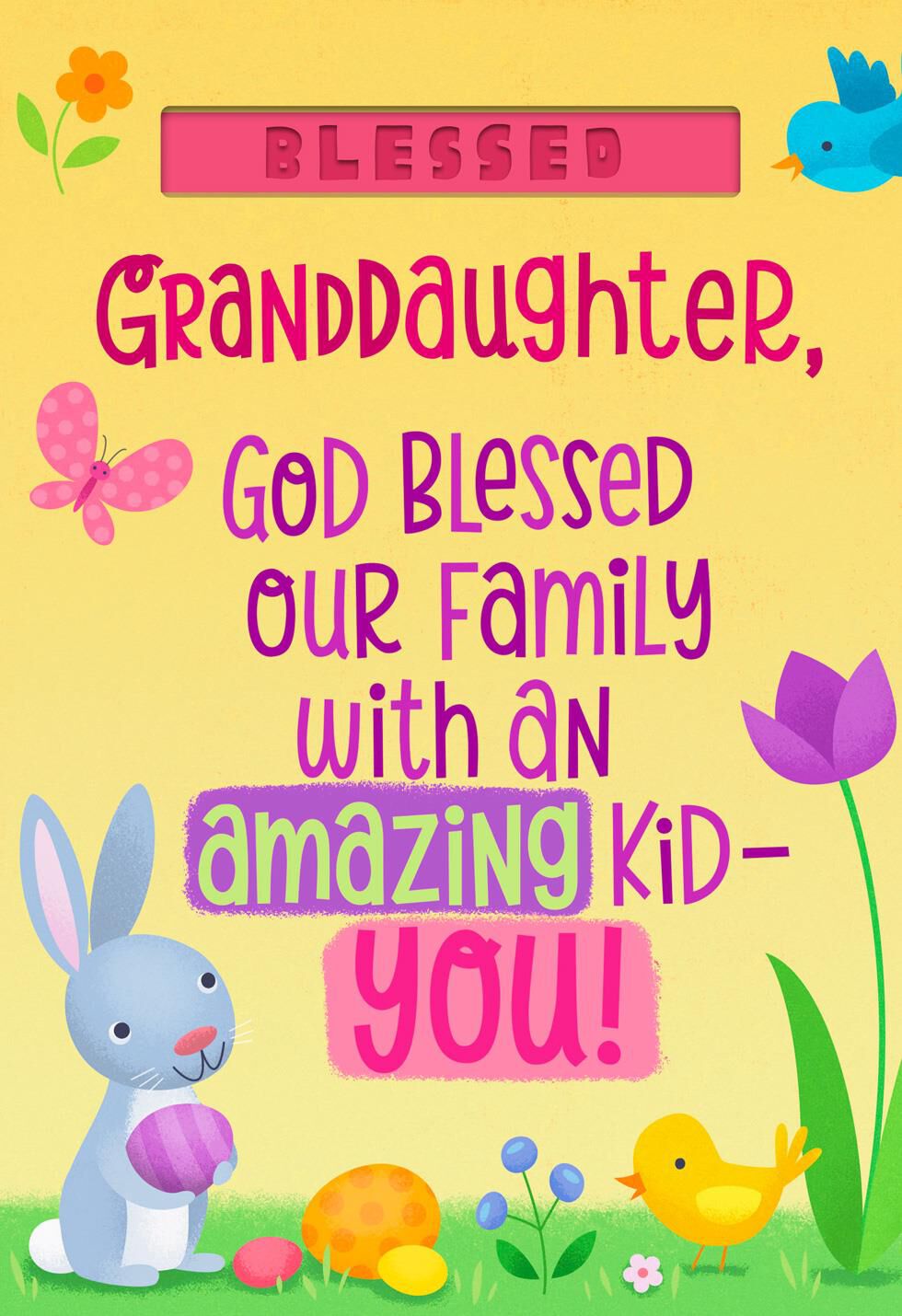 Amazing Easter Card for Granddaughter With Removable Bracelet