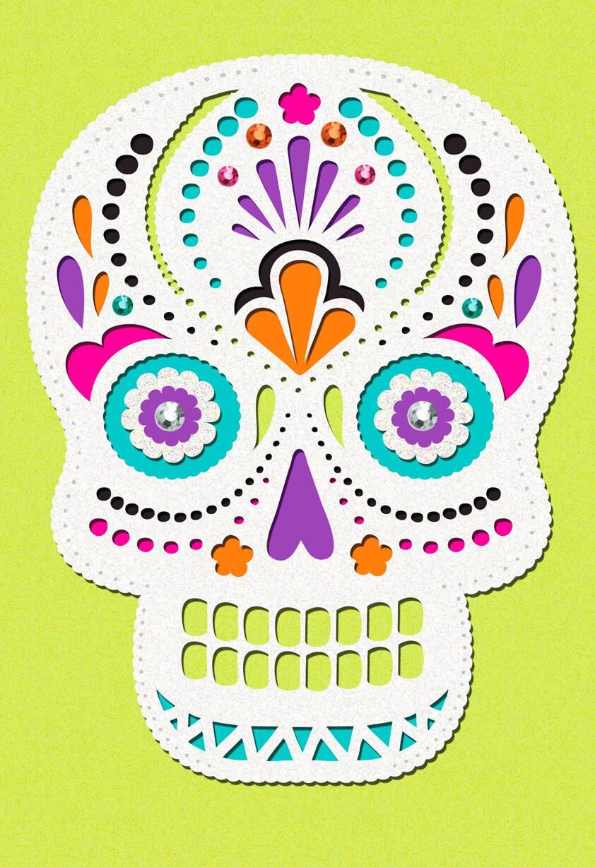 Colorful Gems Skull Halloween Card