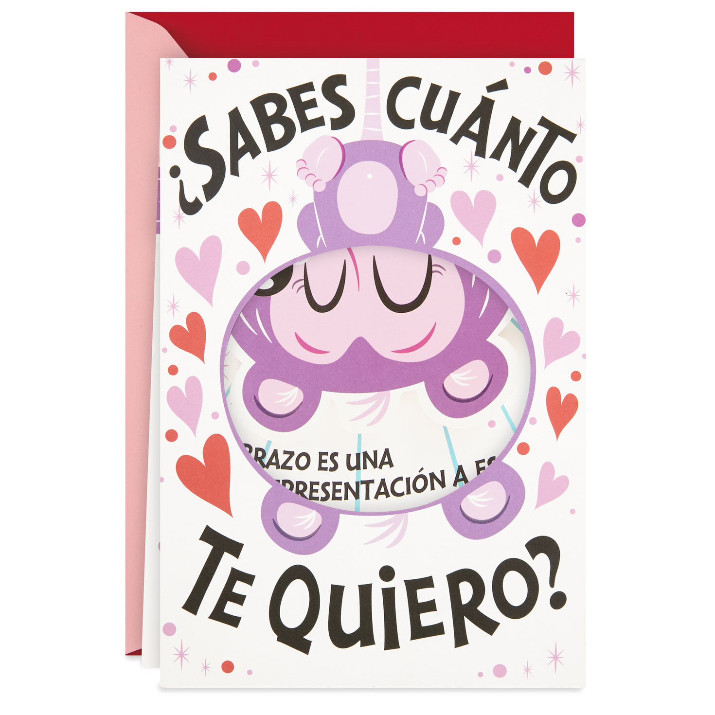 Hugging Opossum Spanish-Language Funny Pop-Up Valentine's Day Card