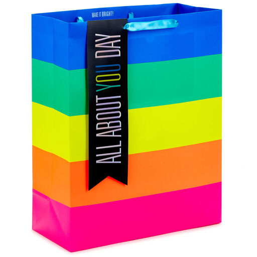 15.5" Colorful Stripes All About You Day Gift Bag, 