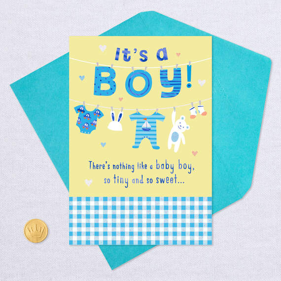 Cute Clothesline New Baby Boy Card, , large image number 5