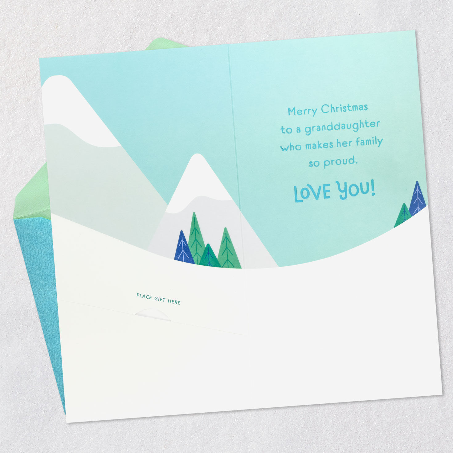 Snowboarder Christmas Money Holder Card for Granddaughter Open card with envelope image number 4