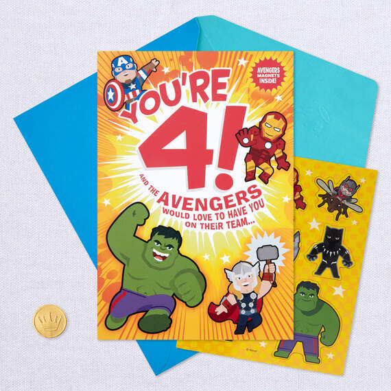 Marvel Avengers Kids 4th Birthday Card With Magnets, , large image number 5