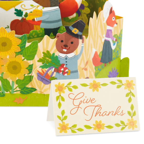 Pilgrim Animals 3D Pop-Up Thanksgiving Card, , large image number 5