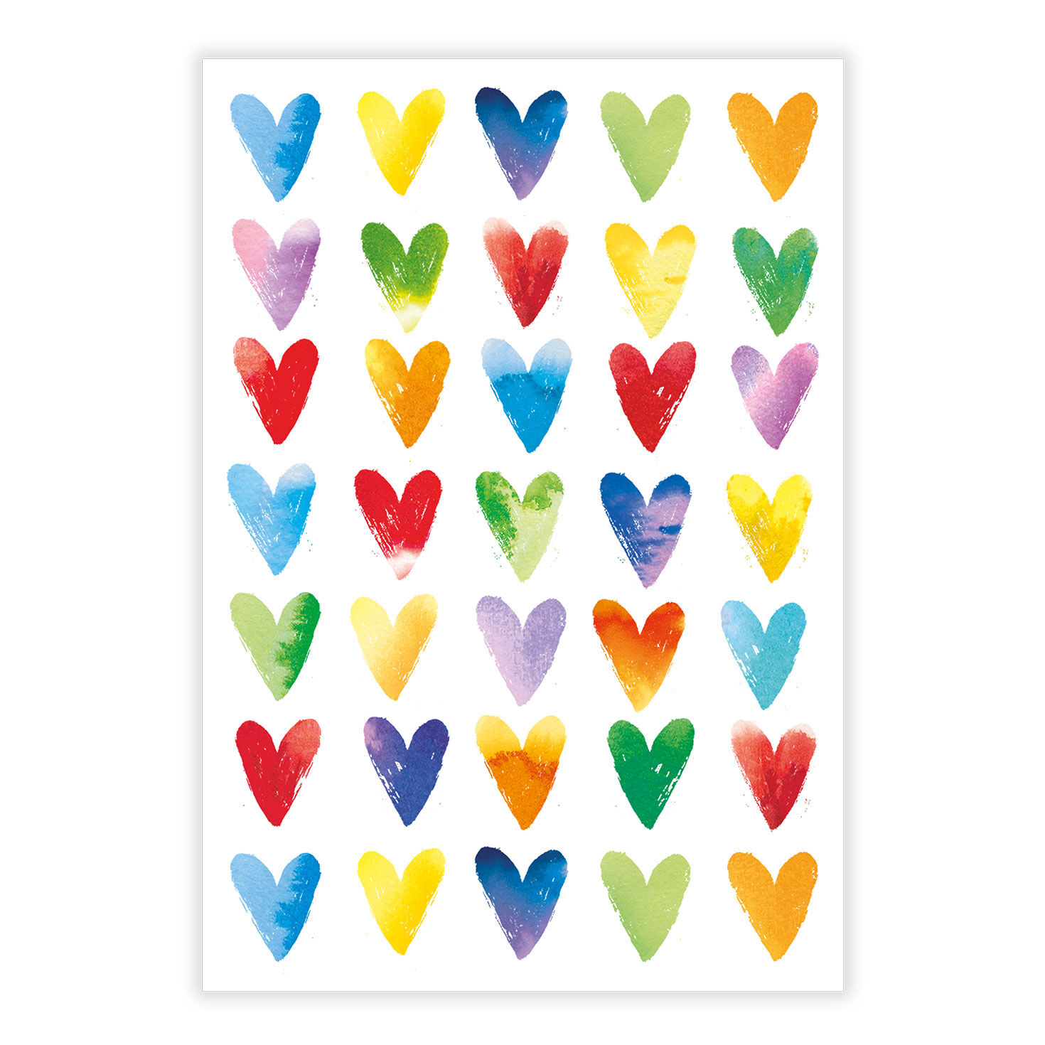 Watercolor Hearts Grid Personalized Love Card front image number 2