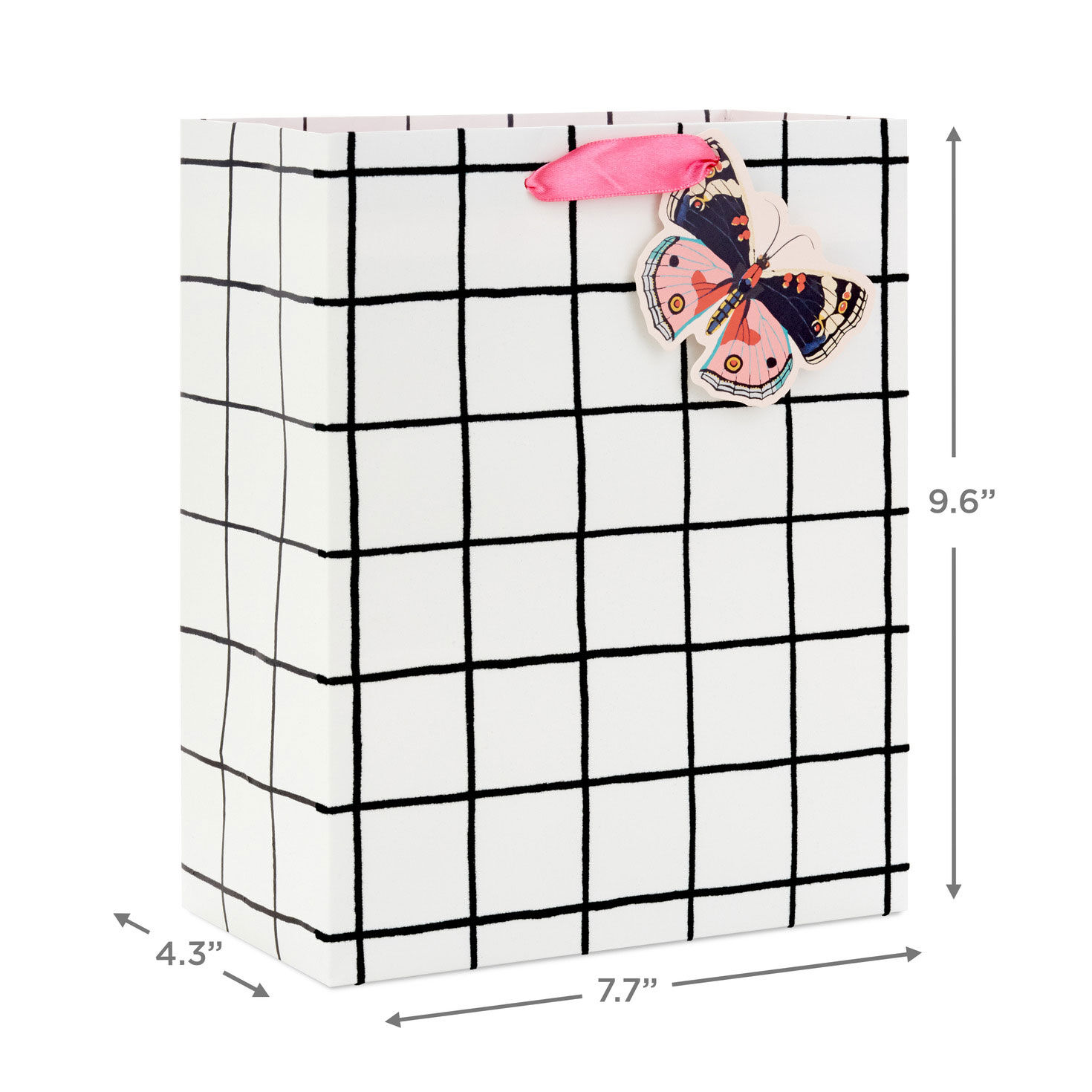 Black and White Windowpane Medium Gift Bag measurement image number 3