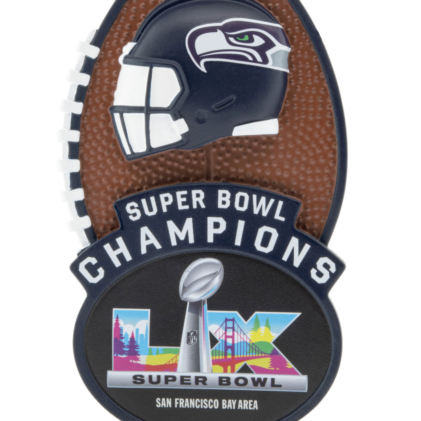 Seattle Seahawks Super Bowl Christmas Ornament closeup detail image number 5