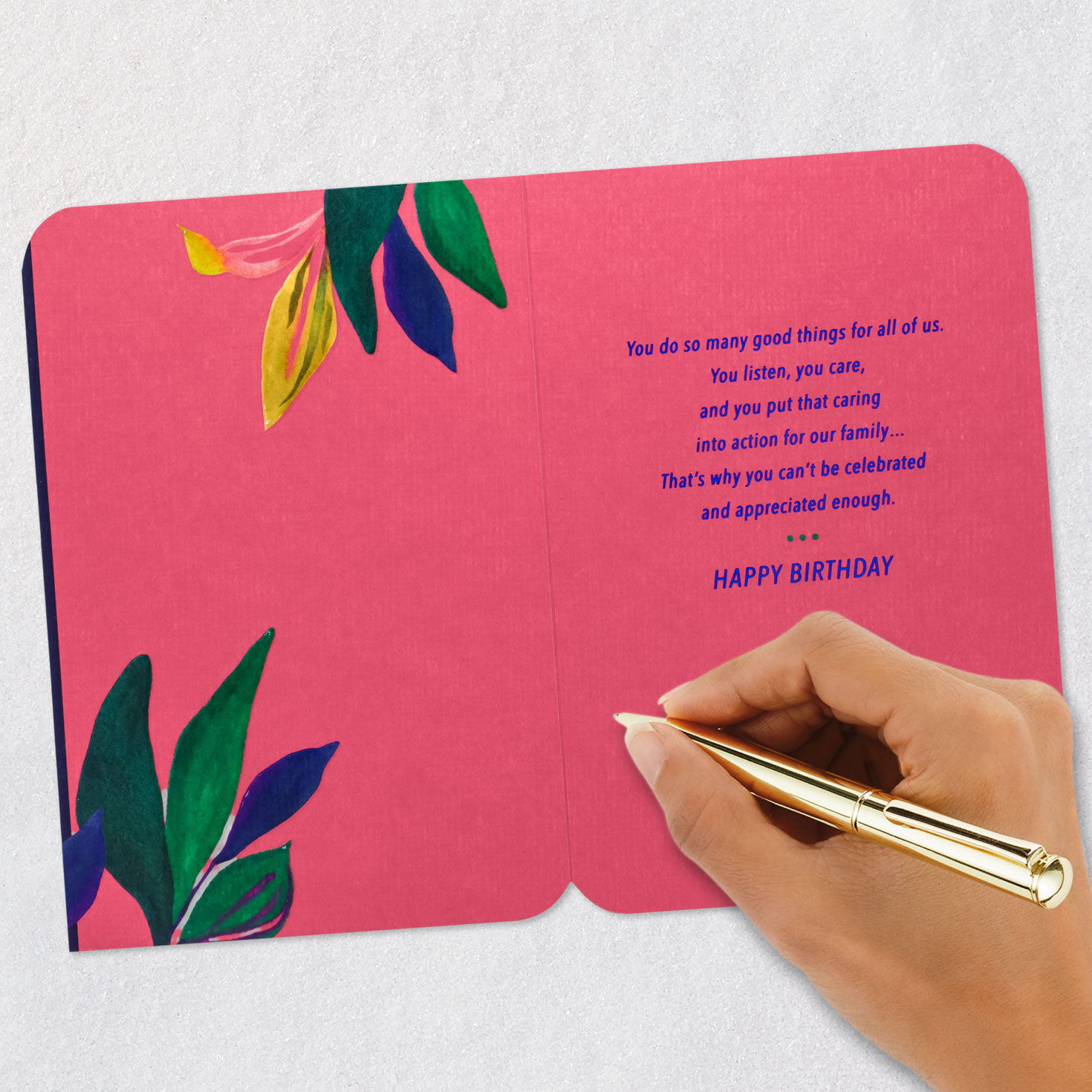 Colorful Leaves Birthday Card for Family Member Signing card image number 6