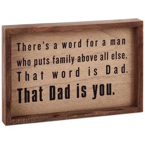 Dad Puts Family First Framed Wood Quote Sign, 11.75x7.75, , large