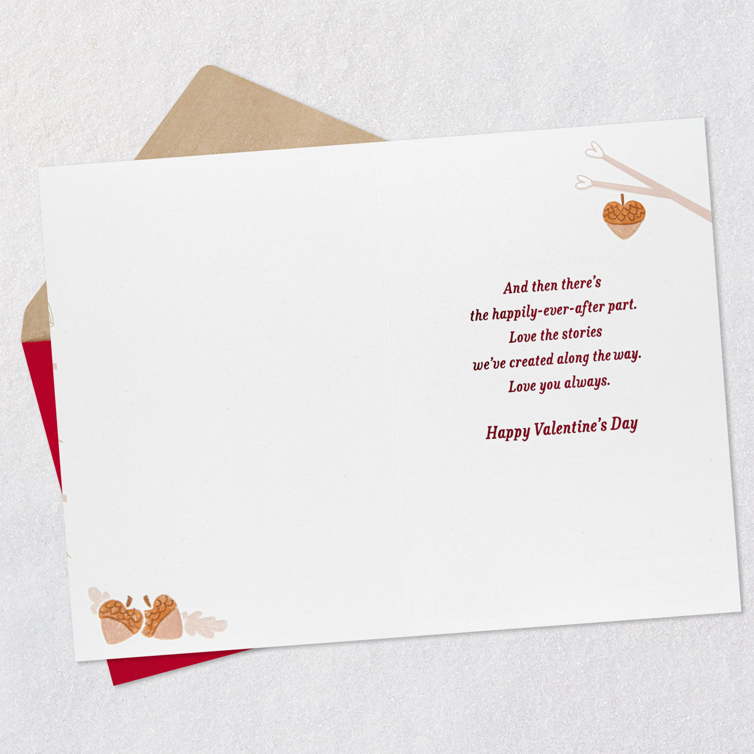 Squirrels With Heart Acorn Romantic Valentine's Card Open card with envelope image number 3