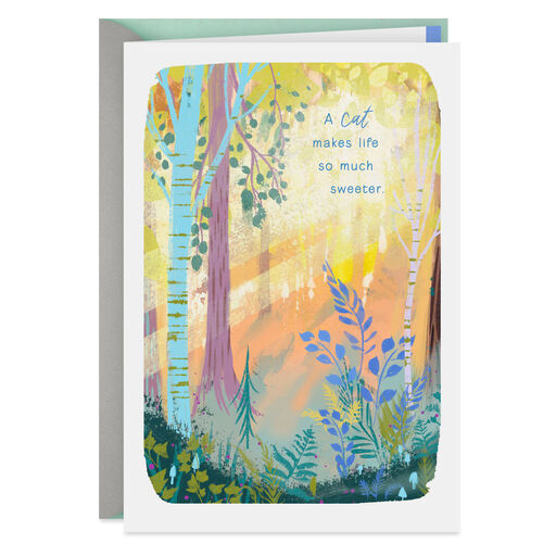 Sunlit Forest Sympathy Card for Loss of Cat, 
