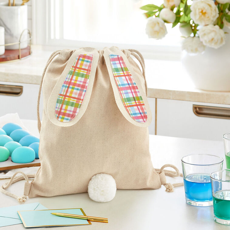 Spring Plaid Canvas Easter Bunny Gift Bag  image number 2