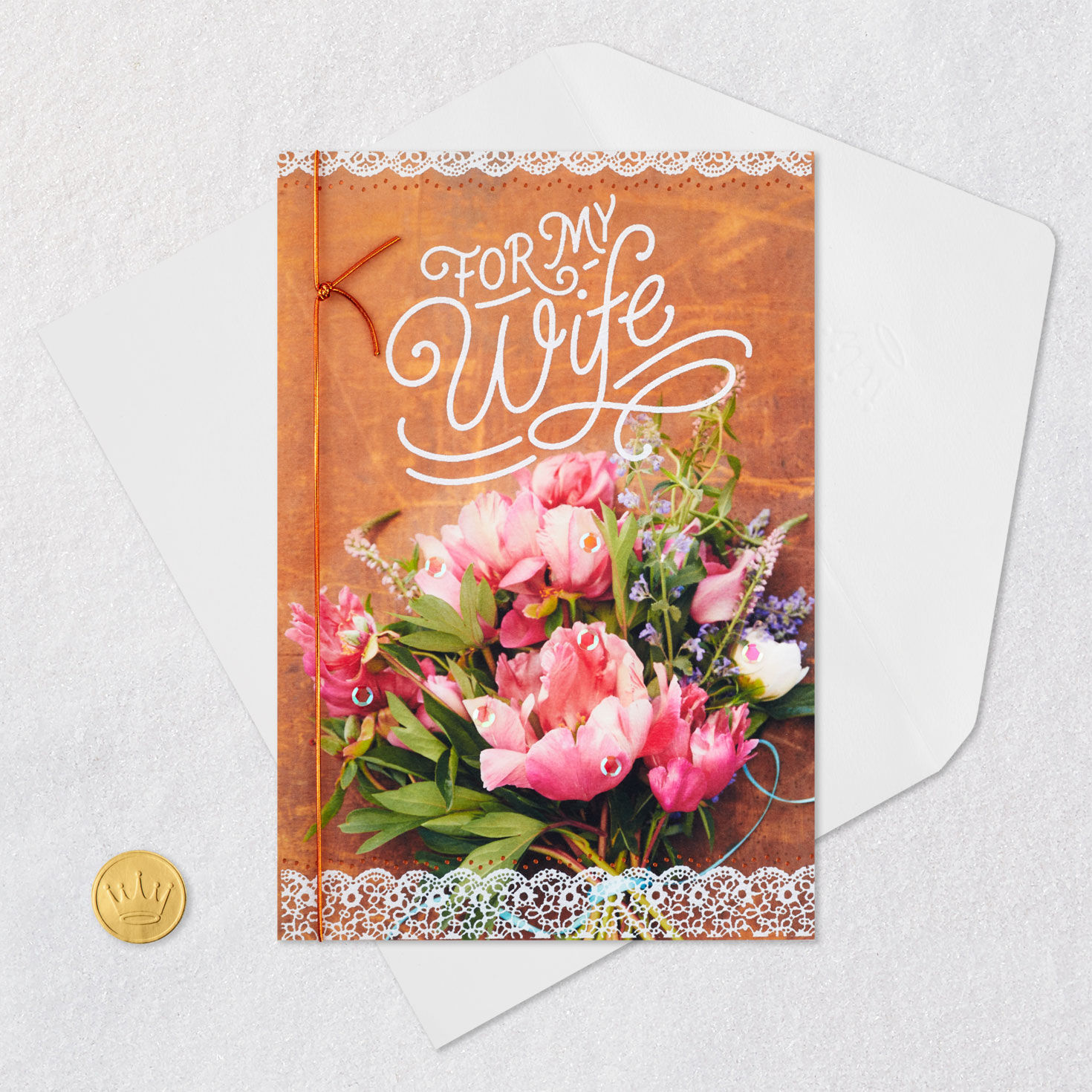 Flower Bouquet Wife Mother's Day Card Card Front with Envelope and Gold Seal image number 6