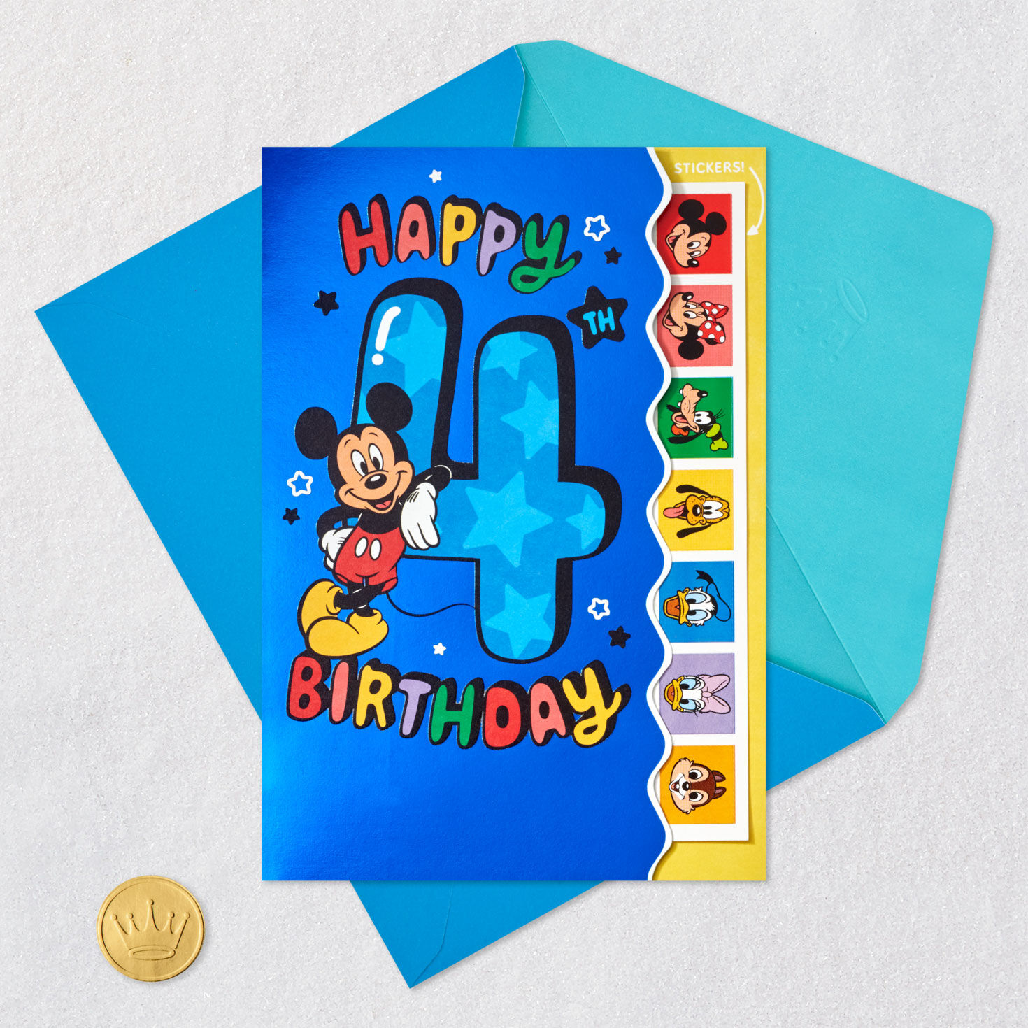 Disney Mickey Mouse 4th Birthday Card With Stickers Card Front Detail image number 6