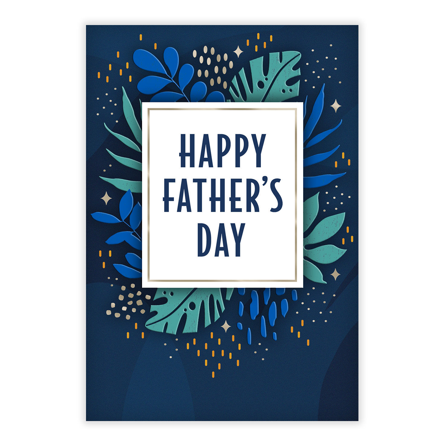 Blue Green Leaves Personalized Father's Day Card front image number 2
