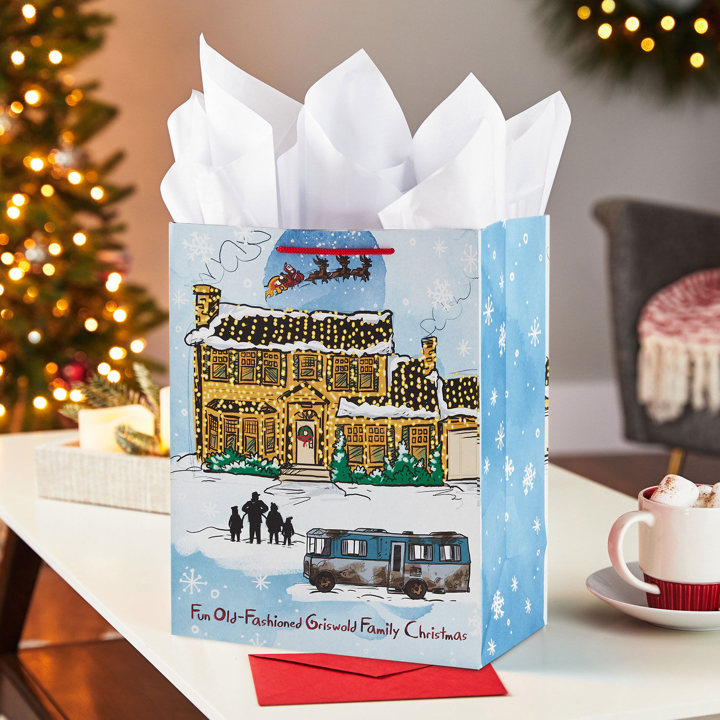 13" National Lampoon's Christmas Vacation™ House With Lights Large Gift Bag With Tissue Paper for only USD 7.99 | Hallmark