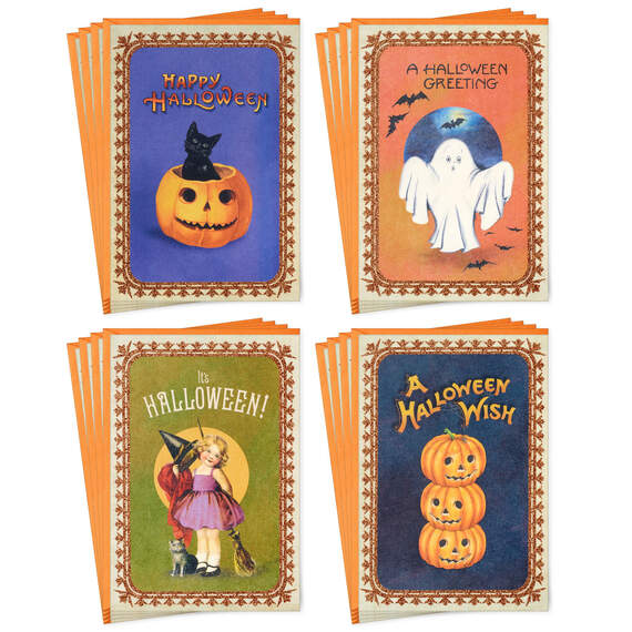 Vintage Halloween Boxed Halloween Cards Assortment, Pack of 16