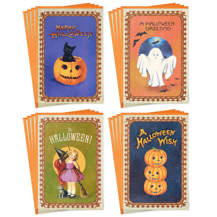 Vintage Halloween Assortment Boxed Halloween Cards, Pack of 16