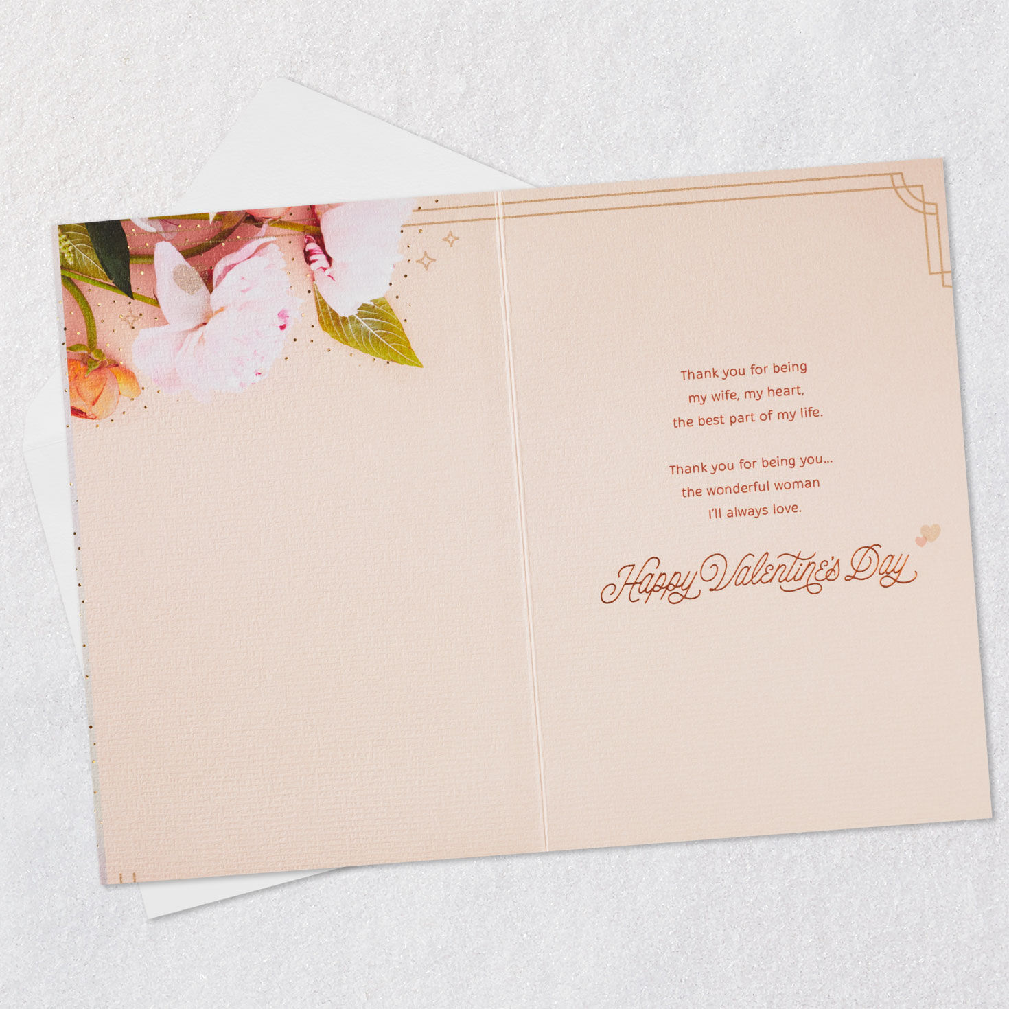 Pink Flowers Valentine's Day Card for Wife  image number 3