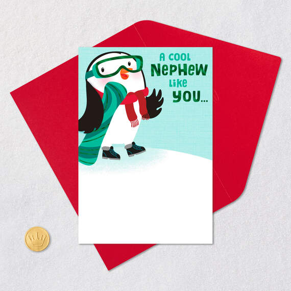 Cool Penguin With Snowboard Christmas Card for Nephew, , large image number 5