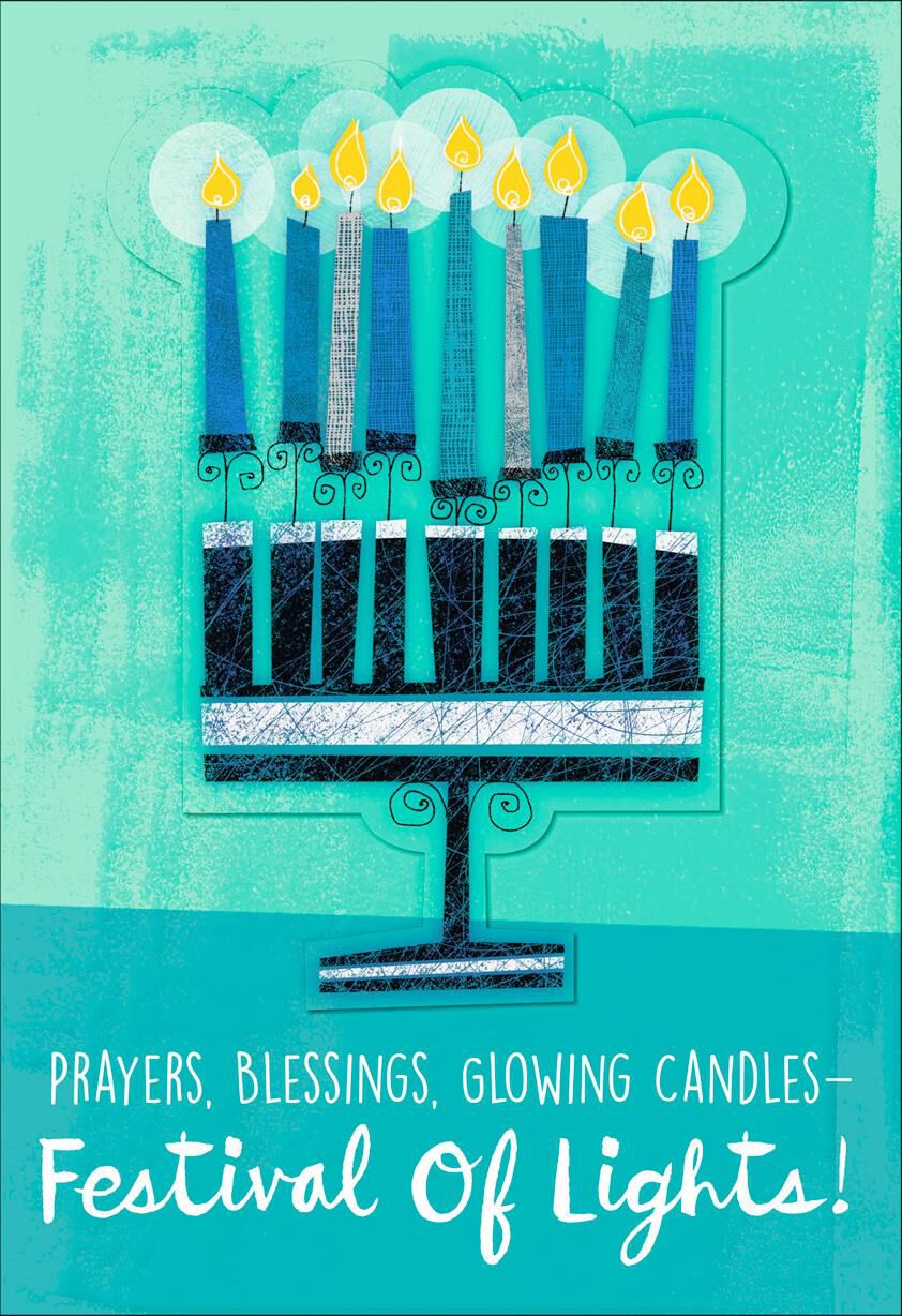 festival of lights menorah hanukkah card greeting cards hallmark hannukah card