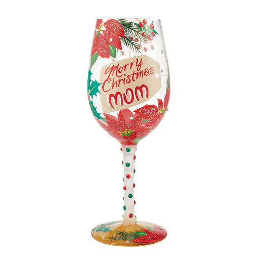 Lolita Merry Christmas Mom Handpainted Wine Glass, 15 oz., 