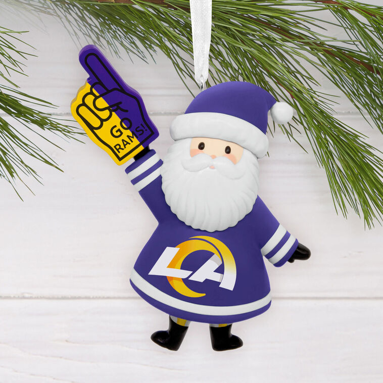 Los Angeles Rams Santa Fan Christmas Ornament hanging on tree image number 2