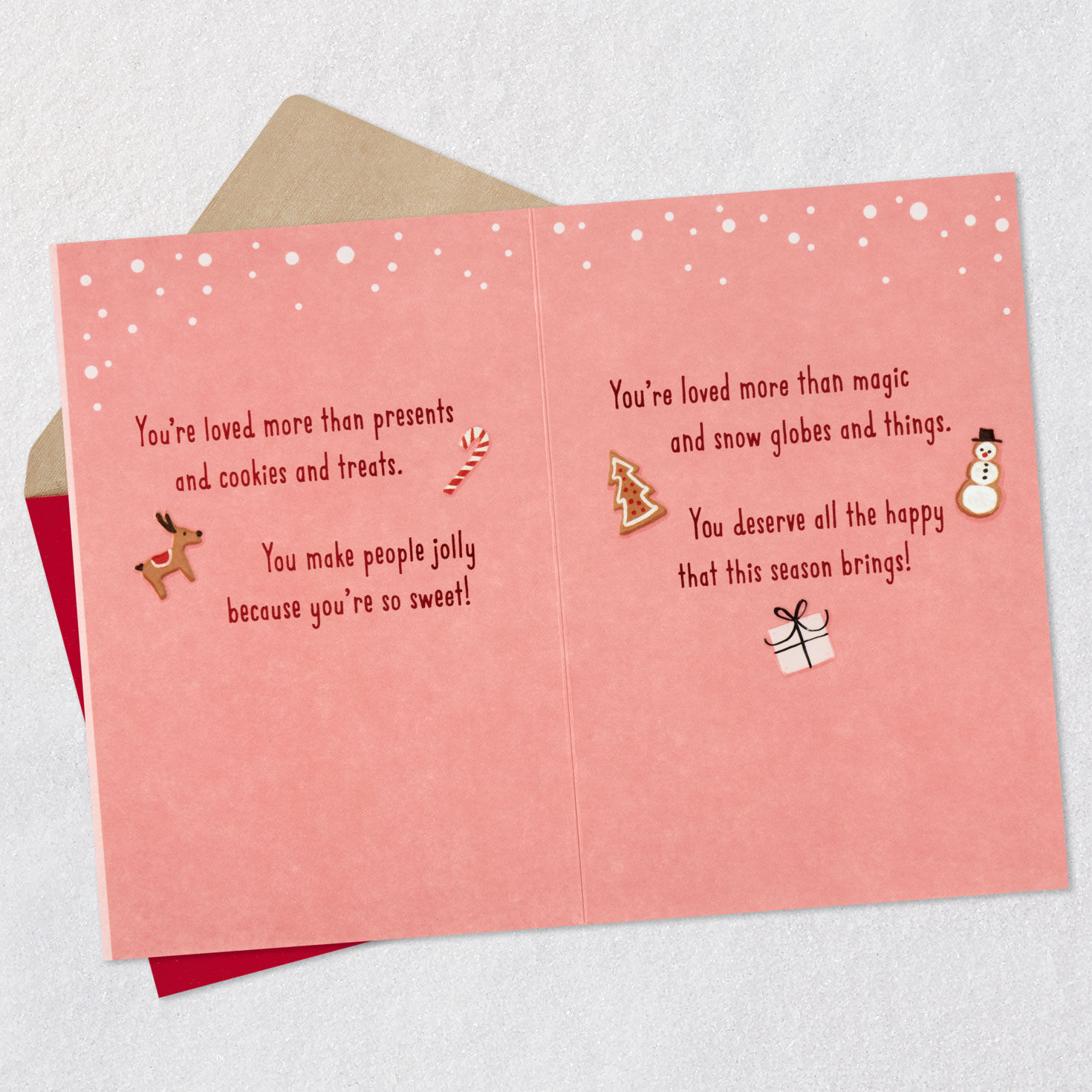 Mouse on Pink Great-Granddaughter Christmas Card Open card with envelope image number 4