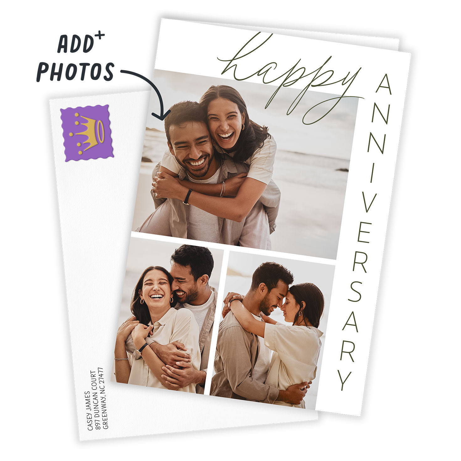 Memories and Love Personalized Anniversary Card Card Front with Envelope image number 2